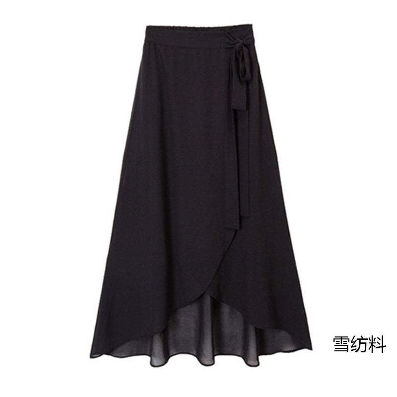 Skirt for Women Milan Cotton High Waist Asymmetrical Skirt Slit Skirt European and American Large Size Mid-Length Strappy Skirt for Women Mid-Length