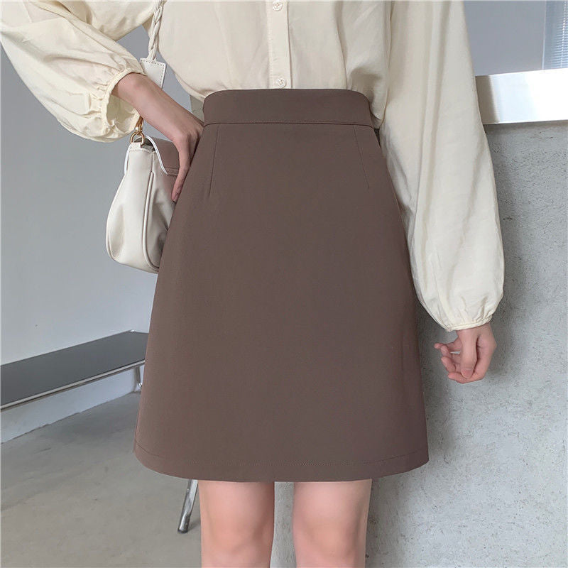 plus size Work Business Dress Skirt chubby girl Covering Cross Slim Hip Skirt Black All-match Anti-glare A- line Skirt