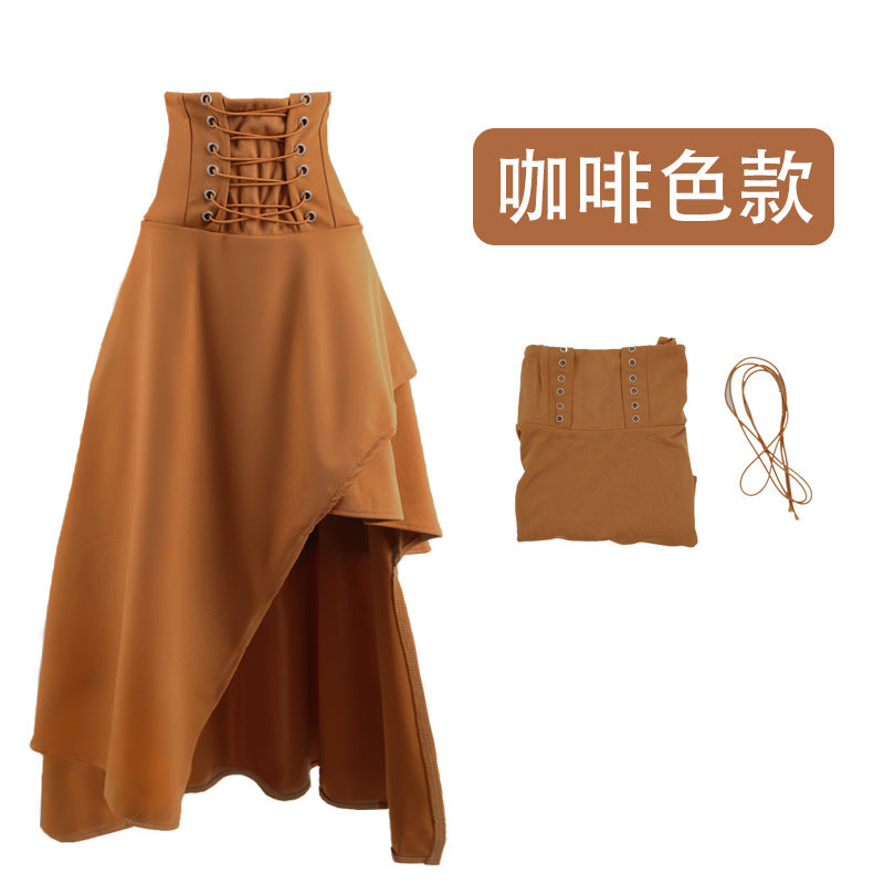 Cross-Border Aliexpress Amazon Ebay Hot-Selling High-Waisted 5-Color Irregular Gothic Long Skirt New Model in Stock