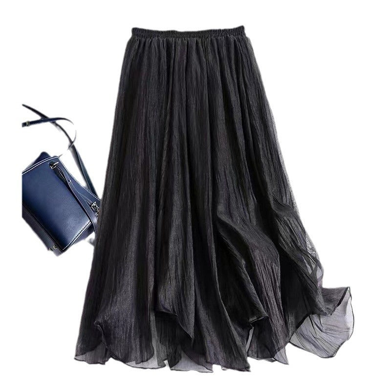 Fairy Fluttering ~ Design Sense Advanced Sense Skirt  Summer Dress New High Waist A- shaped Overskirt Women's Mid-length Skirt