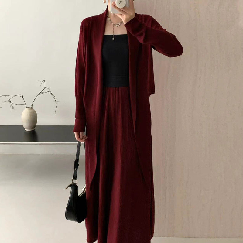 Elegant Imitation 100% Pure Wool Dress for Women, Summer 2025 New Style, Petite Waist-Cinching Slimming Long Dress