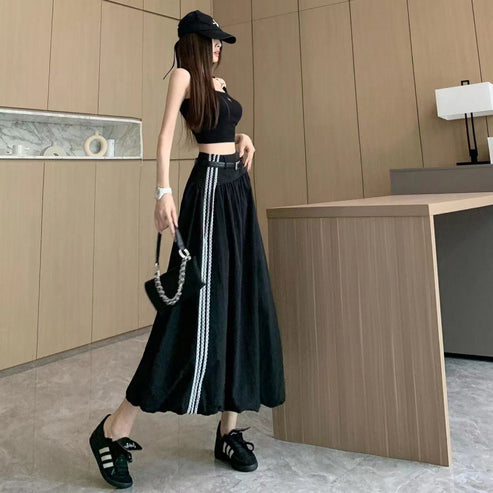Cross-border Korean-style Lace Stitching Tooling Dress Women's New Style Celebrity High Waist Slimming Casual Lantern Dress