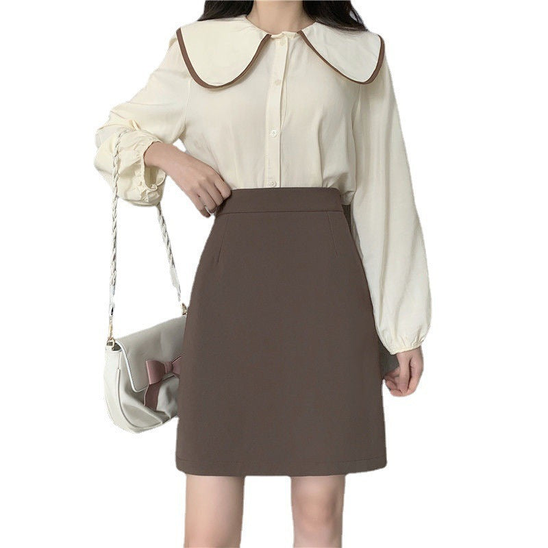 plus size Work Business Dress Skirt chubby girl Covering Cross Slim Hip Skirt Black All-match Anti-glare A- line Skirt