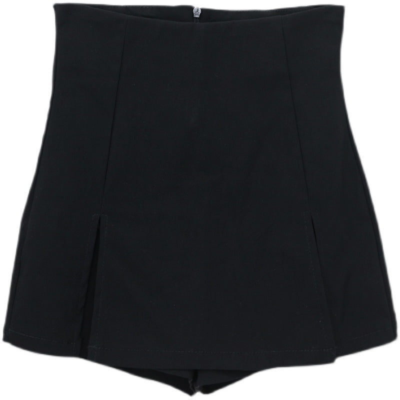 Women's New Black Design Slit Ultra-High Waist Tight Slimming Look Hip A-Line Half Skirt Summer Dress