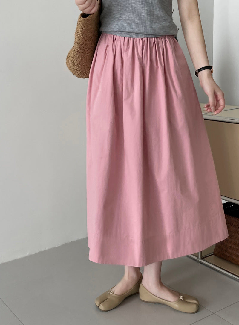 Taochuan Blue Skirt ~ High-End Elastic Waist Umbrella Skirt That Covers the Flesh and Makes You Look Slimmer, A-Line Midi Skirt for Women 2535 with a Large Skirt Hem