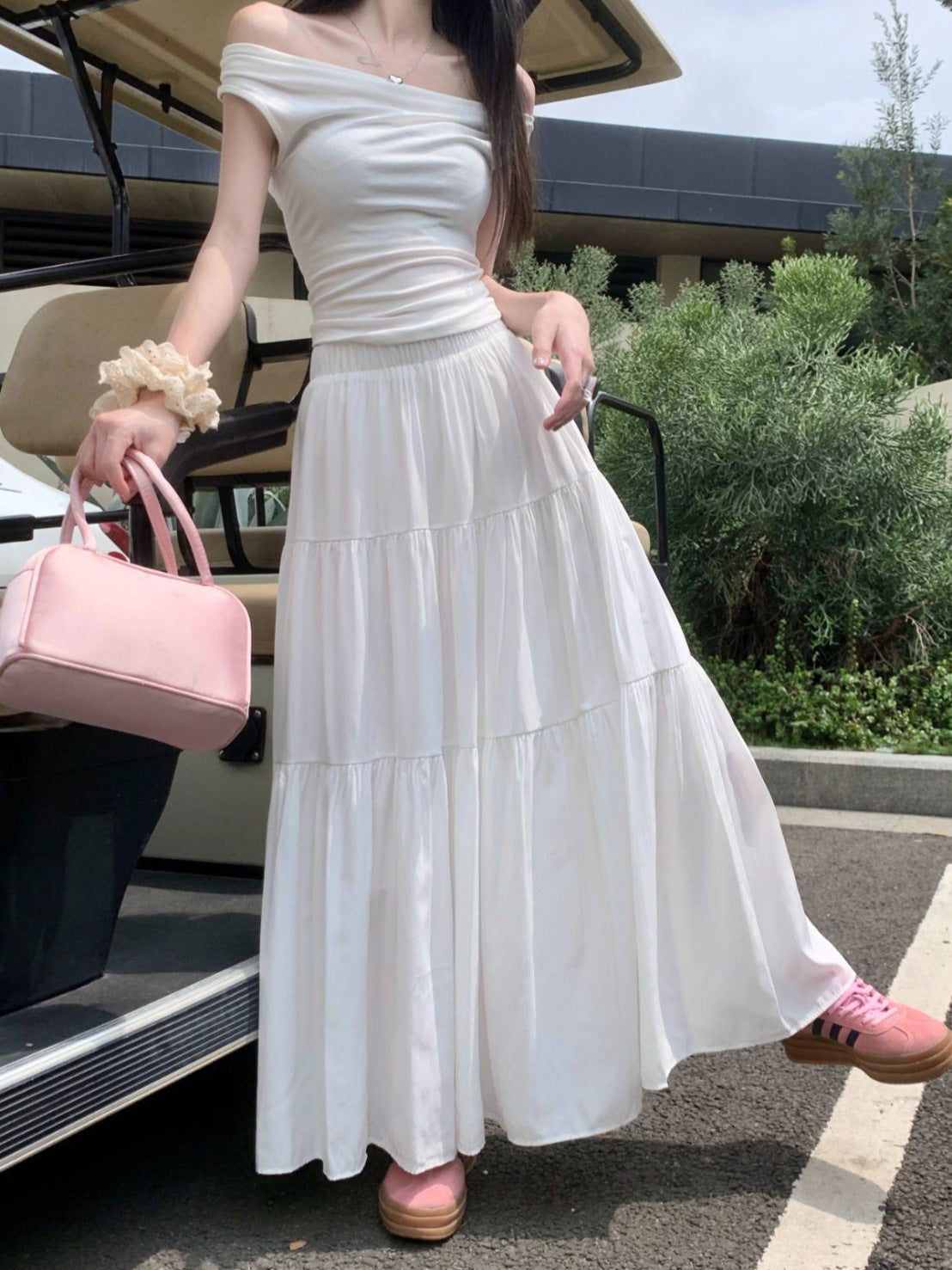 New Pink French Cake Dress Women's Summer New Loose Slimming Skirt