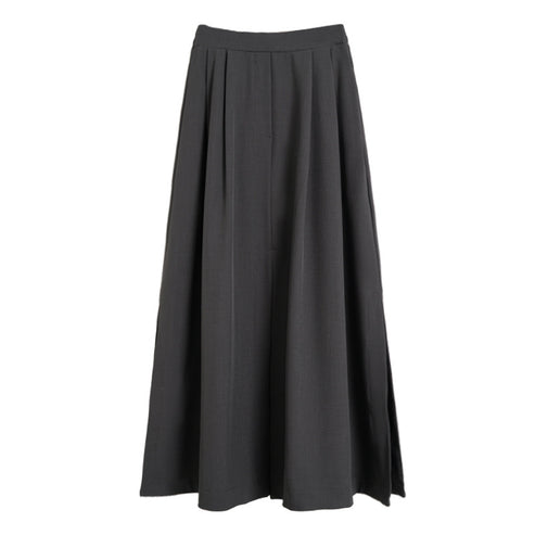 Summer Yamamoto Korean Style Grey Suit Split High Waist Slim A- line Pleated Casual Draped Midi Skirt