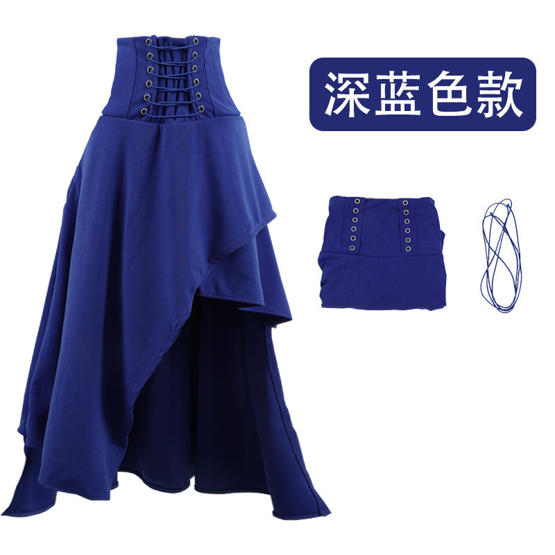 Cross-Border Aliexpress Amazon Ebay Hot-Selling High-Waisted 5-Color Irregular Gothic Long Skirt New Model in Stock