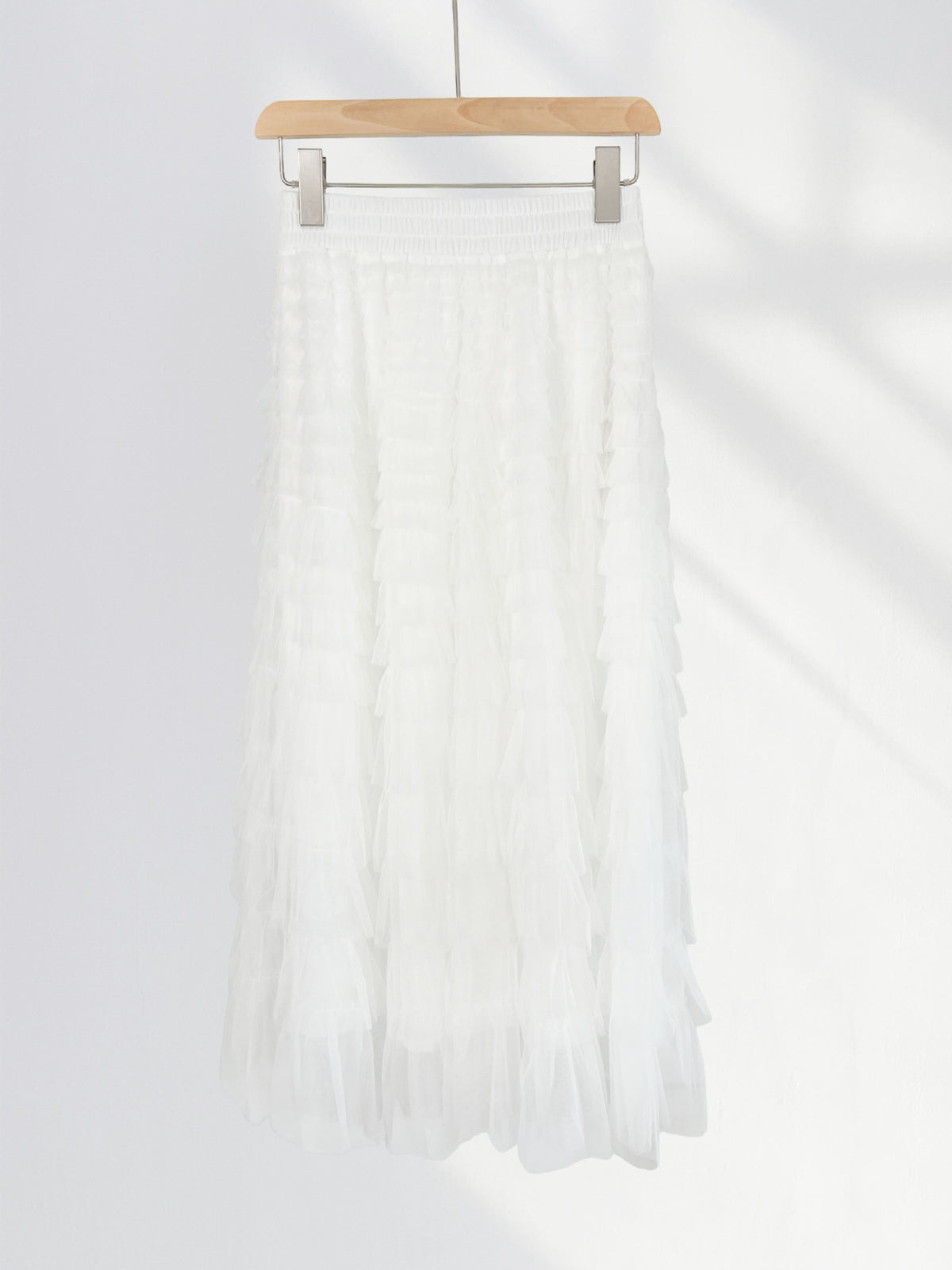 Double Lined Fairy White Cake Skirt High Waist Puffy Skirt Summer Midi Gauze Skirt