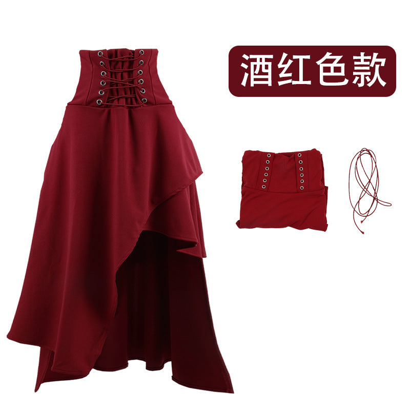 Cross-Border Aliexpress Amazon Ebay Hot-Selling High-Waisted 5-Color Irregular Gothic Long Skirt New Model in Stock