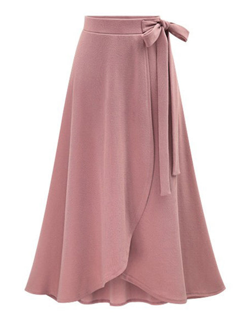 Skirt for Women Milan Cotton High Waist Asymmetrical Skirt Slit Skirt European and American Large Size Mid-Length Strappy Skirt for Women Mid-Length