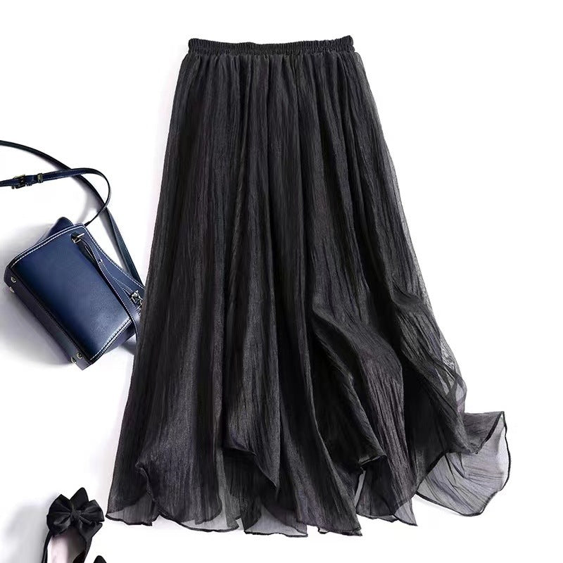 Fairy Fluttering ~ Design Sense Advanced Sense Skirt  Summer Dress New High Waist A- shaped Overskirt Women's Mid-length Skirt