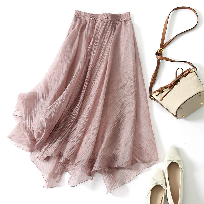 Fairy Fluttering ~ Design Sense Advanced Sense Skirt  Summer Dress New High Waist A- shaped Overskirt Women's Mid-length Skirt