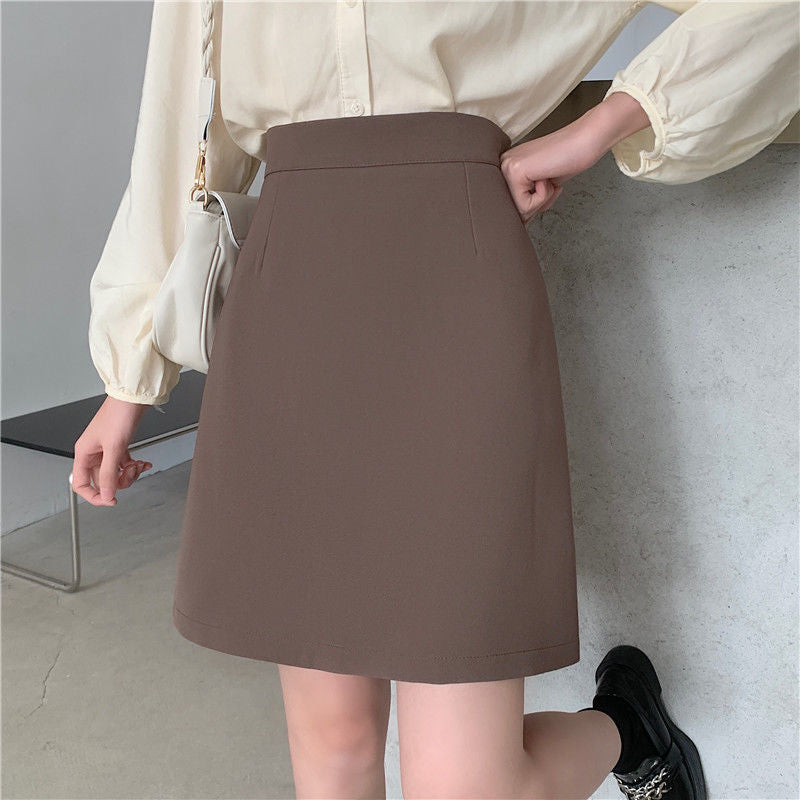 plus size Work Business Dress Skirt chubby girl Covering Cross Slim Hip Skirt Black All-match Anti-glare A- line Skirt