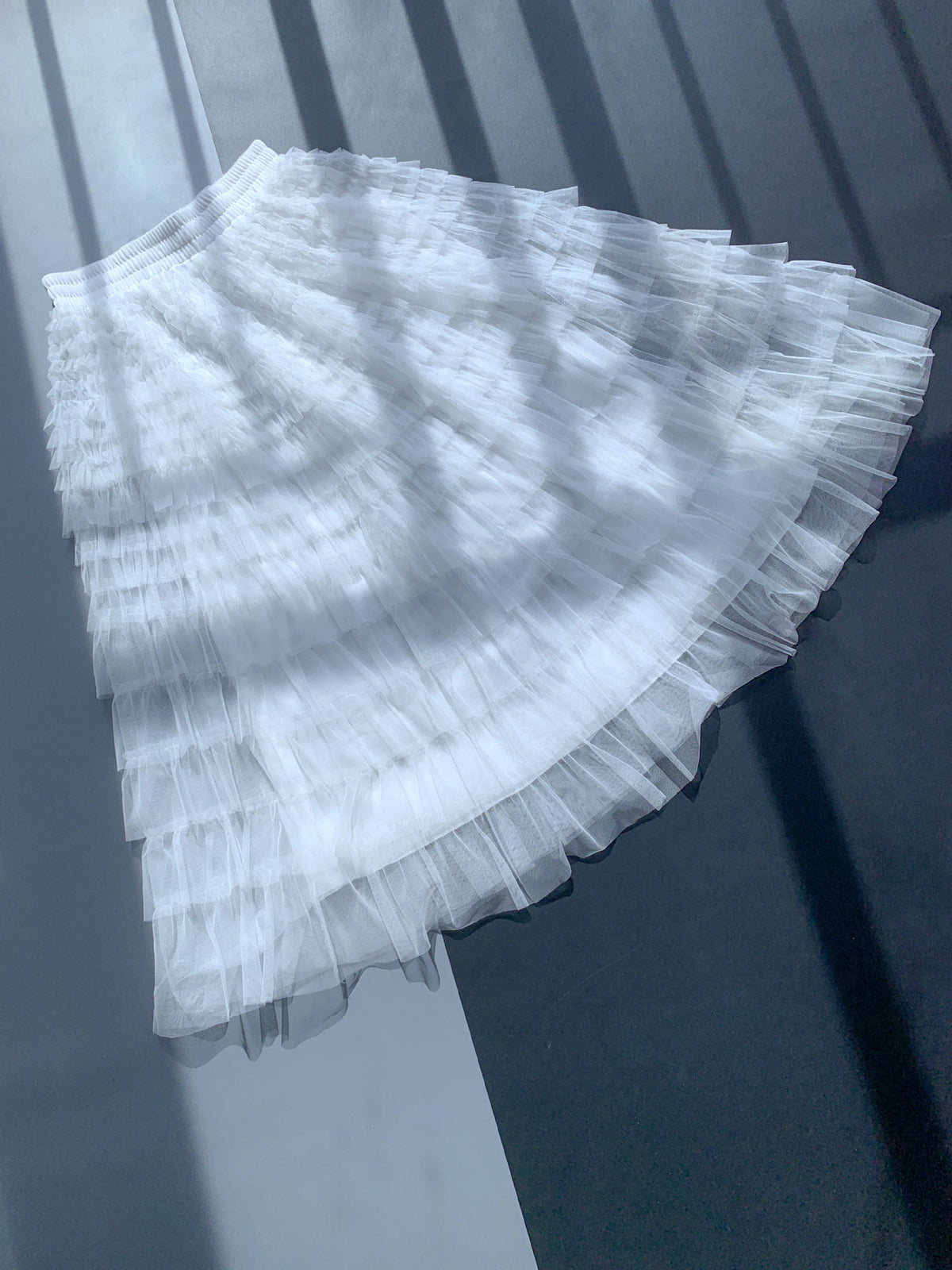 Double Lined Fairy White Cake Skirt High Waist Puffy Skirt Summer Midi Gauze Skirt