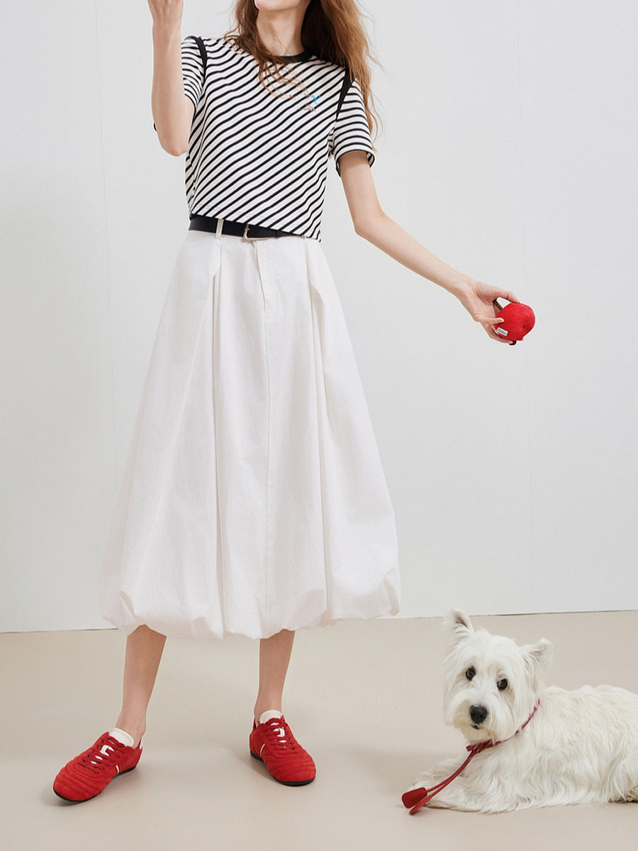 Elegant Skirt Women's Summer New Design High Waist Simple Slimming Floral Dress