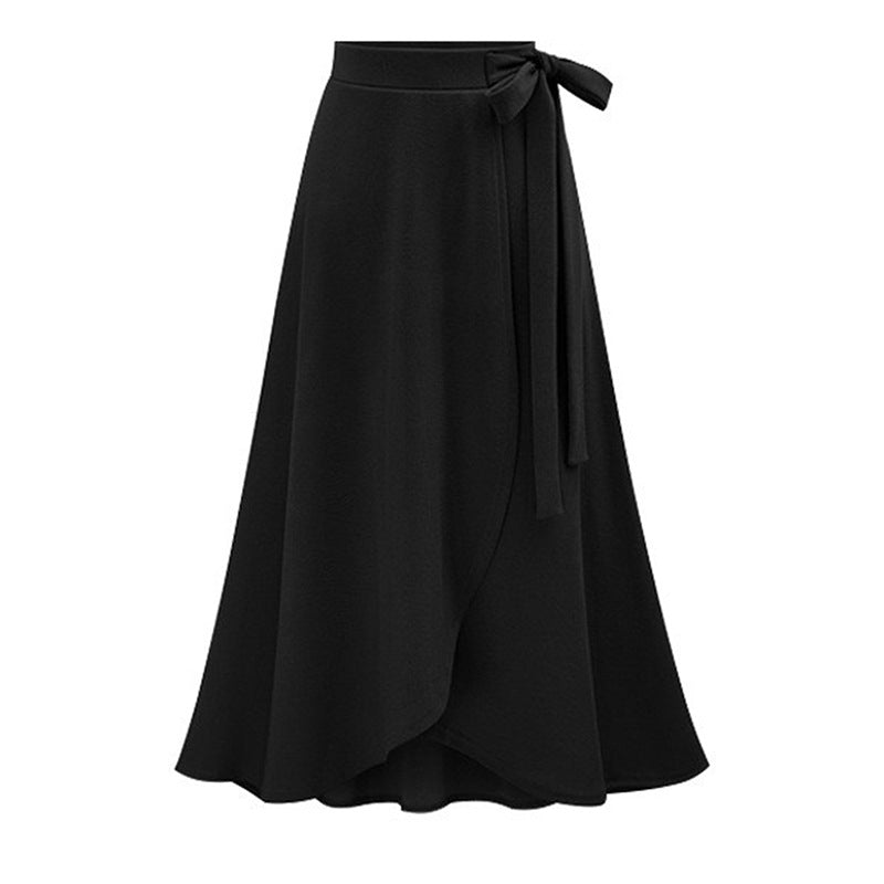 Skirt for Women Milan Cotton High Waist Asymmetrical Skirt Slit Skirt European and American Large Size Mid-Length Strappy Skirt for Women Mid-Length