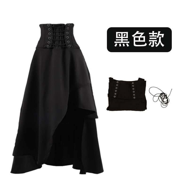 Cross-Border Aliexpress Amazon Ebay Hot-Selling High-Waisted 5-Color Irregular Gothic Long Skirt New Model in Stock