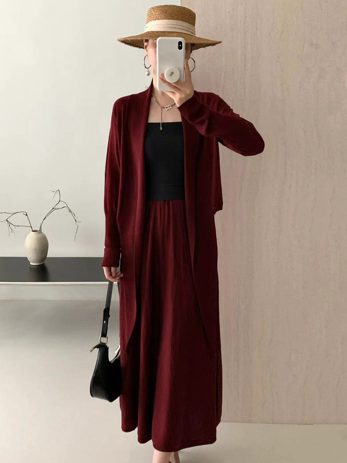 Elegant Imitation 100% Pure Wool Dress for Women, Summer 2025 New Style, Petite Waist-Cinching Slimming Long Dress