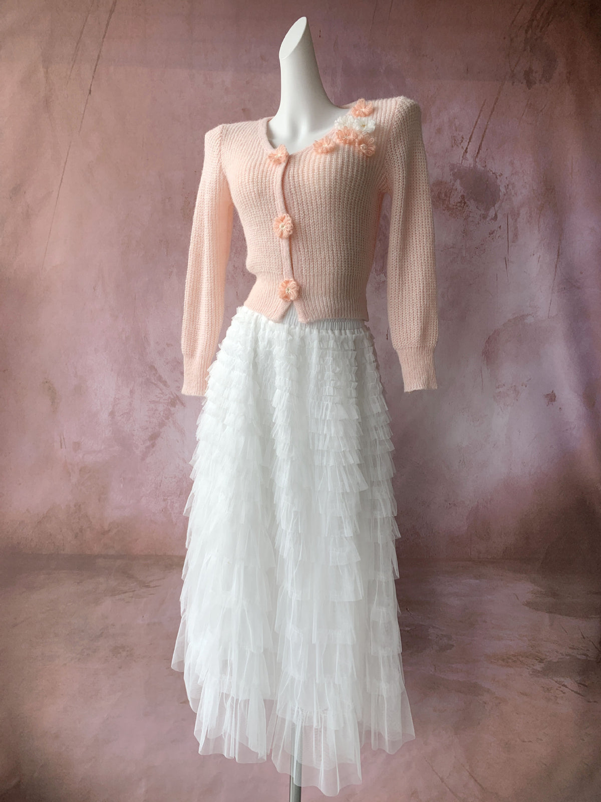 Double Lined Fairy White Cake Skirt High Waist Puffy Skirt Summer Midi Gauze Skirt