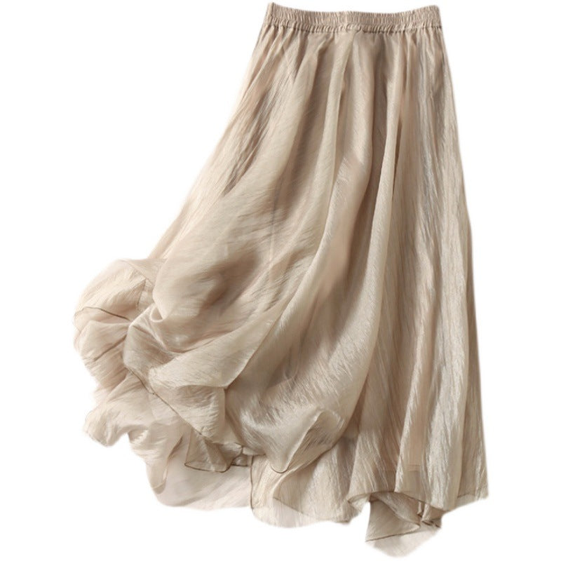 Fairy Fluttering ~ Design Sense Advanced Sense Skirt  Summer Dress New High Waist A- shaped Overskirt Women's Mid-length Skirt