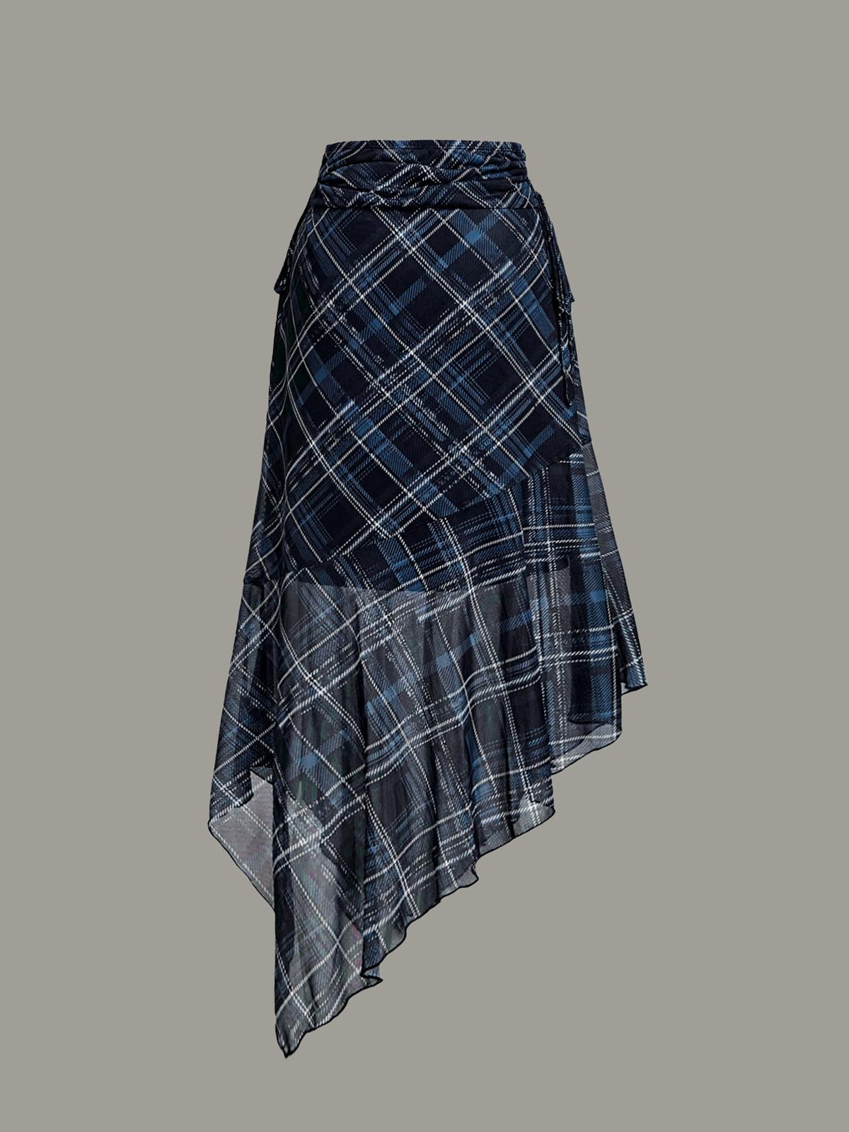 European and American Plaid Asymmetrical Retro Mesh Homecoming Wedding Party Elegant Casual Women's Skirt