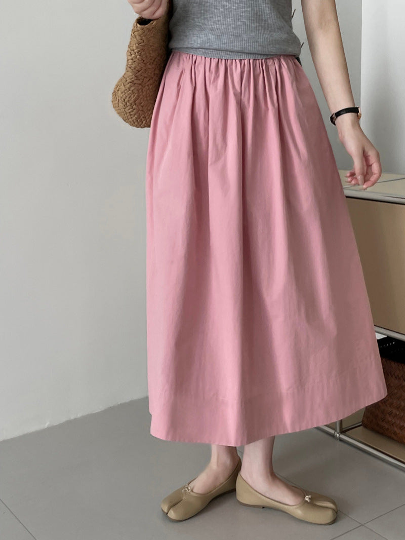 Taochuan Blue Skirt ~ High-End Elastic Waist Umbrella Skirt That Covers the Flesh and Makes You Look Slimmer, A-Line Midi Skirt for Women 2535 with a Large Skirt Hem